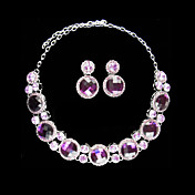 Lilac Rhineston Ladies' Jewelry Set Including Necklace and Earrings