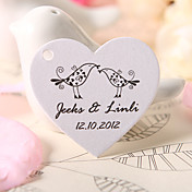 Personalized Heart Shaped Favor Tag - Birds' Kiss (Set of 60)
