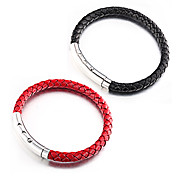 pelle intrecciata rosso stringa bracciale