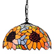 tiffany hanglamp met 2 lampen in zonnebloem patroon