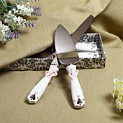  Embracing Hearts Design Resin Handle Wedding Cake Serving Set