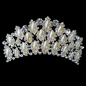 Silber-Legierung Strass und Perlen Dreischicht Braut Diadem