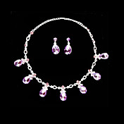 Lilac Rhinestone Ladies' Jewelry Set Including Necklace and Earrings