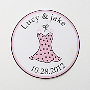 Personalized Round Favor Stickers – Pink Dress (Set of 36)