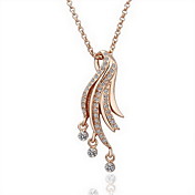 18K Gorgeous Fashion Rhinestone Alloy Feather Necklace (More Colors)