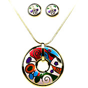 Fashion Ladies' Alloy With Enamel Including Necklace & Earrings Set