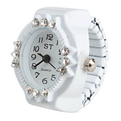 donne a forma di pesce in stile analogico al quarzo lega orologio anello (bianco)