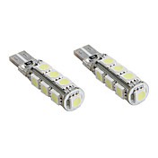 T10 13*5050 SMD White LED CANBUS Car Signal Lights (2-Pack, DC 12V)