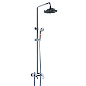 Chrome Finish Tub Shower Faucet with 8 inch Round Shower Head + Anion Hand Shower