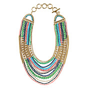 Fashion Alloy With Colorful Natural Stone Glass Necklace