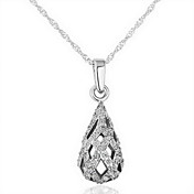 18K Gorgeous Fashion Rhinestone Alloy Hollow Pendant Necklace