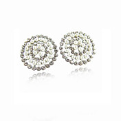 Charming Alloy Crystal/Pearl Round Stud Earrings(More Colors)