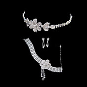 shinning legering med rhinestones / kubisk zirkonia smykker sett (halssmykke / øredobber / tiara)
