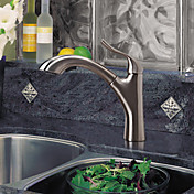 Contemporary Solid Brass Pull Out Kitchen Faucet (Nickel Finish)