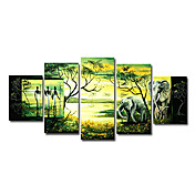 dipinto a mano olio pittura di paesaggio con struttura allungata - Set di 5
