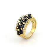 18k forgyldt og ren sort cubic zirconia part ring