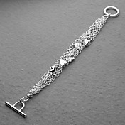 Beautiful Silver Plated Five Chain With Some Heart Women's Bracelet