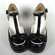 schwarz PU-Leder 7,5 cm hohen Absatz klassische Lolita Schuhe