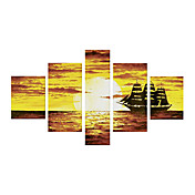Hand-painted Landscape Oil Painting with Stretched Frame - Set of 5