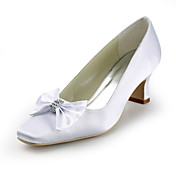 de satén tacón grueso dedo cuadrado con zapatos de boda bowknot / Rhinestone (más colores)