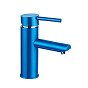 Contemporary Centerset Blue Bathroom Sink Faucet - Painting Finish