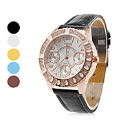 kvinder fashionable diamant stil PU læder analog quartz armbåndsur (assorterede farver)