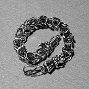 Fashion Silver Plated Cool Double Dragon Head Unisex Bracelet