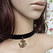 Black Velvet and Bronzed Anchor Sailor Lolita Necklace
