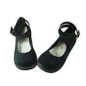 Handmade Black PU Leather Flat Classic Lolita Shoes