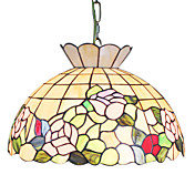 Tiffany Glass Pendent Lights with 2 Lights in Floral Design Shade
