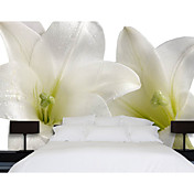 White lilies Modern Botanical Nature Mural