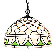60W 1 - Light Tiffany Glass Pendent Light with Floral Pattern Fringe