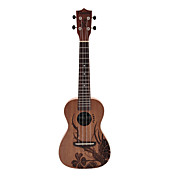 rainie - (CP-01) de alta grandioso concierto ukulele sólido de caoba con funda / sintonizador (planta tatoo)