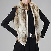 Standing Collar Evening/ Career High Quality Faux Fur Veat With Pockets