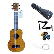 hanknn - mahonie sopraan ukelele met gigbag / string / picks / riem