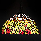 60W 1 - Light Tiffany Pendel Light med Galvaniseret Finish