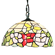 60W Tiffany Pendel Light med 1 lys i Gul Butterfly Mønster