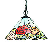 60W Tiffany Pendel Light med 1 lys i Roses Mønster