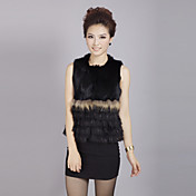 Sleeveless Collarless Raccoon Fur Bottom Hem Evening Rabbit Vest(More Colors)