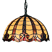 60W Tiffany Pendent Light with Brown Fringe