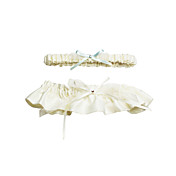 Lovely 2 pièces polyester / satin avec jarretelles de mariage strass / bowknot