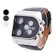 hommes PU analogiques montre-bracelet multi-mouvement (3 fuseau horaire, couleurs assorties)