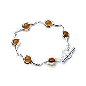 Elegant Fashion Jewelry Six Small Imitation Gem Stone Silver Plate Bracelet