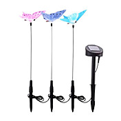Set of 3 Fibre Optic Butterfly Solar Light Garden Stakes
