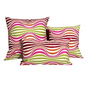 conjunto de 3 rosa listrado de poliéster capa de travesseiro decorativo
