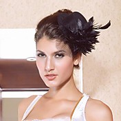 Bella raso nero con Fascinators donna fiore