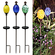 Set of 2 Color Changing Iron Carft Solar LED Glass Egg Ball Light Garden Decor Stake Lamp (CIS-A2053)