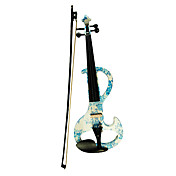 Kinglos - (DSZA-1201) Ebony Parts Electric Violin with Case/Rosin/Bow/Headphone/Cable (Blue Daisy)