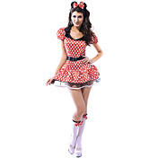 carino e sexy rosso pois donne Spandex del mouse costume (3 pezzi)