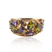 Elegant Rose Gold Plated Round Multicolor Cubic Zirconia Ring